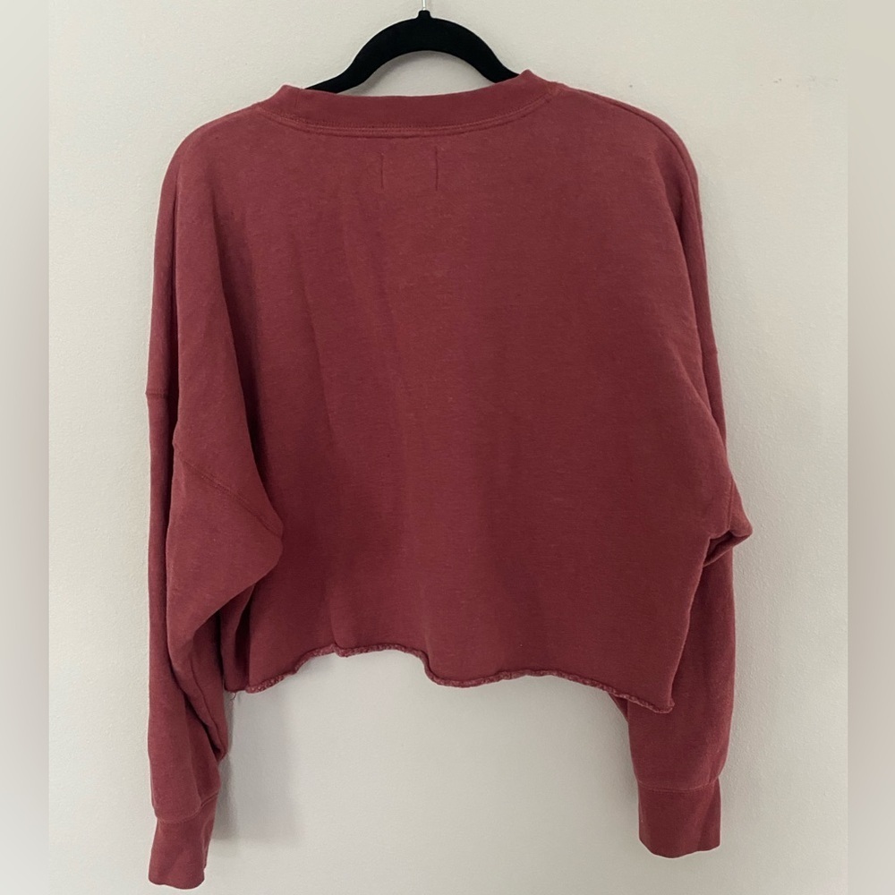 American Eagle Red Oversized Cropped Hoodie Sweatshirt Women’s L - Picture 5 of 5